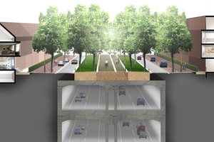  Die Fahrspuren der unteren Ebene des zweistöckigen A2-Tunnels sind für den Durchgangsverkehr vorgesehen die oberen sind dem lokalen und regionalen Verkehr vorbehalten 