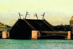  Geöffnete Klappbrücke über die Neva  