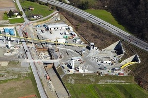  7 Driving beneath the motorway near the Ceneri north portal  