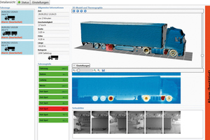  The software generates an image of the vehicle with the temperatures of all components from the 3D models provided by the laser scanner and the temperature profiles of the infrared line cameras 