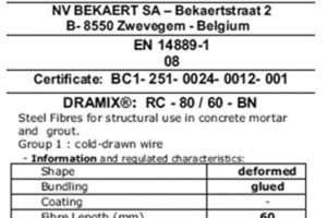  CE Label der Stahldrahtfaser Dramix RC-80/60-BN 