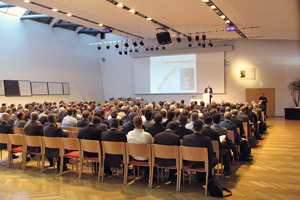  View of the lecture hall at the Alpbach Congress Centre in Tyrol during the International Shotcrete Exhibition 