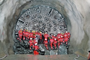  East tunnel breakthrough in Amsteg on 16 June 2009(Photo: Herrenknecht AG)  