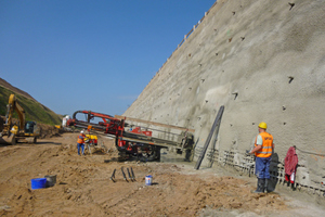  5)	Shotcrete works during soil nailing in the area of the Tunnel Hain
 