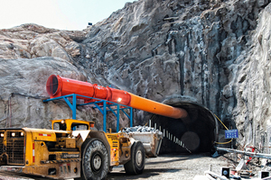  Portal of the Punta Olimpica Tunnel with the ventilation system being installed 