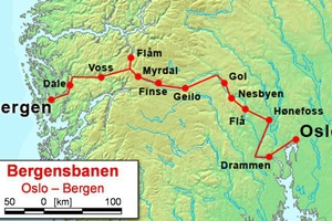  1)	Strecke der „Bergensbanen“ | 