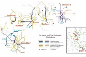  6 Realität der öffentlichen Verkehrstrassen  im Ballungsraum Rhein-Ruhr, 2009/2010 (VRR) (KVB) [6] 