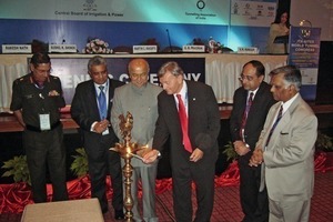  Ceremonial opening of the ITA Conference in Agra including the Indian Minister for Irrigation and Energy Sushil K. Shinde (3rd from left) and the ITA President Martin C. Knights (4th from left) 