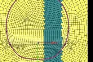  Karst crevice parallel, eccentric in the tunnel, as design assumption 