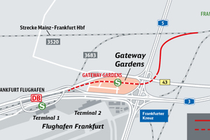  Übersicht der neuen S-Bahn-Trasse inklusive 2 km Tunnelstrecke durch Gateway Gardens 