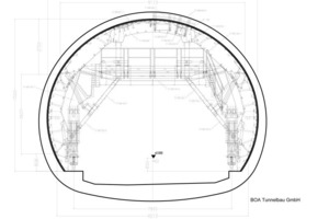  Tunnel cross-section, showing arched-formwork carriage 