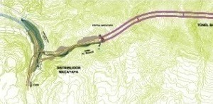  Unten: Geländekarte des Boyaca-Allee-Bauprojekts in Caracas mit dem 2,8 km langen Baralt Tunnel 