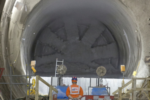  TBM Ellie’s breakthrough into Stepney Green cavern 