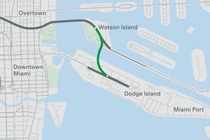  The Port of Miami traffic tunnel is 1.2 km long and consists of two bores 