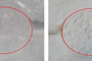  7)	Sheet membrane (on the left) and protective geotextile (on the right) after the pressure vessel test | 