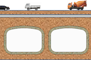  	Cross section of Zhongzhou Avenue underpass project in Zhengzhou, China 