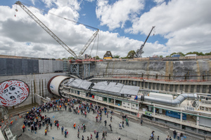  5	The EPB shield has an overall length of 87 m including backup gantries. The machine was ready to bore the first tunnel section on 31 October 2013 