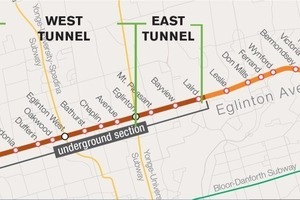  Schema der zukünftigen, 19 km langen Crosstown-Strecke, die zur Hälfte unterirdisch verlaufen wird 