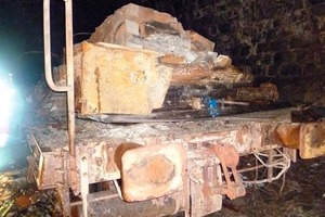  Goods car in the tunnel with burnt out load 